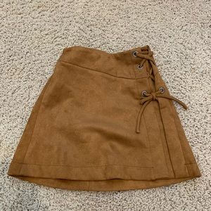 zara girls suede skirt with tie detailing